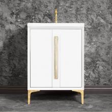 Linkasink VAN30W-021SN-05 - TUXEDO with 18'' Artisan Glass Prism Hardware 30'' Wide Vanity, White, Satin N