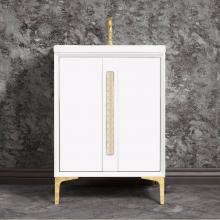 Linkasink VAN30W-022SN-05 - TUXEDO with 18'' Artisan Glass Pyramid Hardware 30'' Wide Vanity, White, Satin