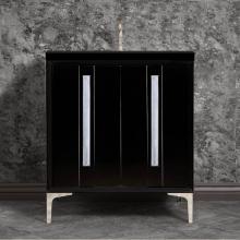 Linkasink VAN30B-021PN-06 - TUXEDO with 18'' Artisan Glass Prism Hardware 30'' Wide Vanity, Black, Polishe