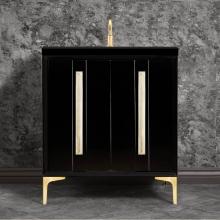 Linkasink VAN30B-021SB-06 - TUXEDO with 18'' Artisan Glass Prism Hardware 30'' Wide Vanity, Black, Satin B