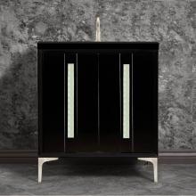 Linkasink VAN30B-022SN-06 - TUXEDO with 18'' Artisan Glass Pyramid Hardware 30'' Wide Vanity, Black, Satin