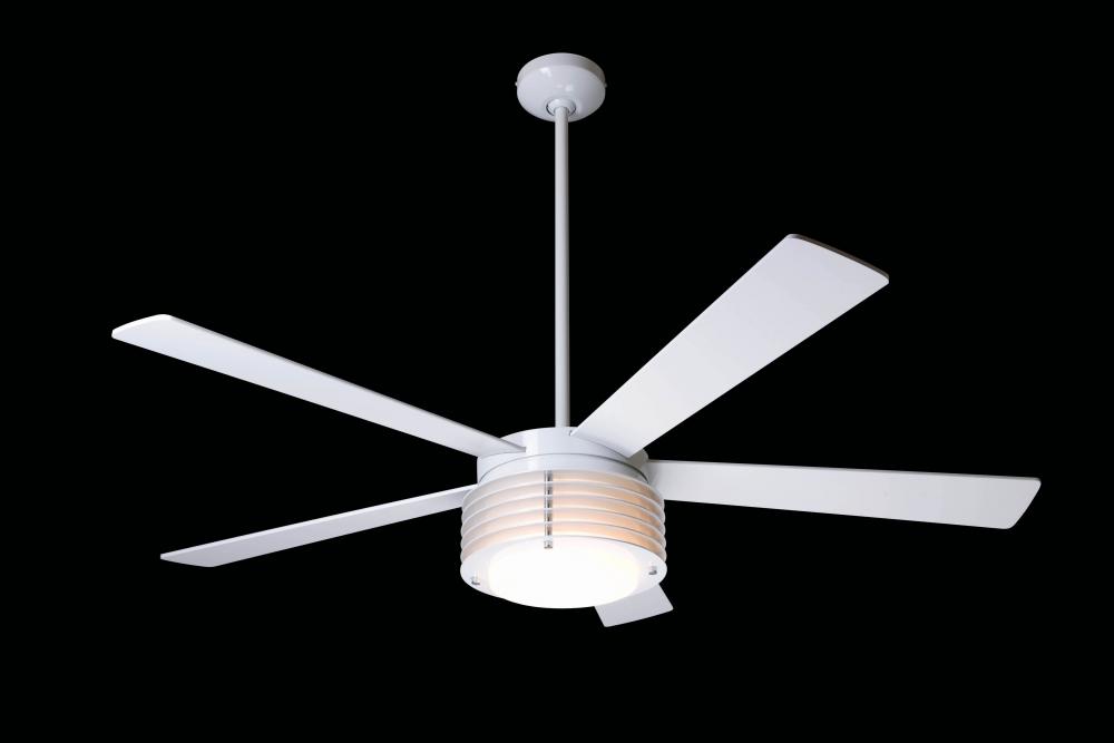 Pharos Fan; Gloss White; 52&#34; White Blades; 3x13W GU24 Energy Saving CFL; No Control