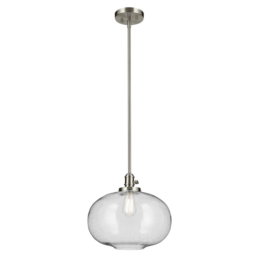 Avery 14" 1-Light Globe Pendant with Clear Seeded Glass in Nickel