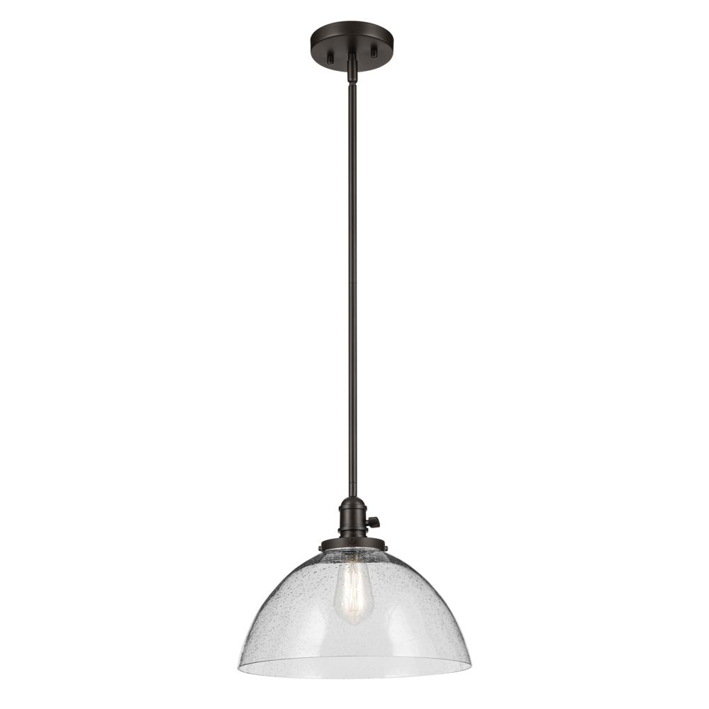 Avery 11" 1-Light Dome Pendant with Clear Seeded Glass in Olde Bronze