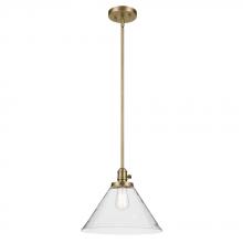Kichler 43905NBR - Avery 11.75" 1-Light Cone Pendant with Clear Seeded Glass in Natural Brass