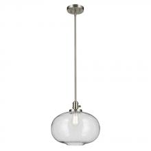 Kichler 43911NI - Avery 14" 1-Light Globe Pendant with Clear Seeded Glass in Nickel