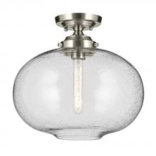 Kichler 43913NI - Avery 14.5" 1-Light Flush Mount with Clear Seeded Glass in Nickel