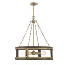 Savoy House 1-1490-4-170 - Lakefield 4-Light Pendant in Burnished Brass with Walnut