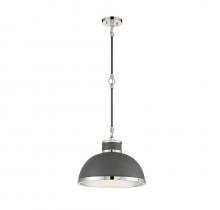 Savoy House 7-8882-1-175 - Corning 1-Light Pendant in Gray with Polished Nickel Accents