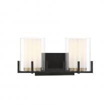 Savoy House 8-1977-2-143 - Eaton 2-Light Bathroom Vanity Light in Matte Black with Warm Brass Accents