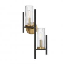 Savoy House 9-1905-2-143 - Midland 2-Light Wall Sconce in Matte Black with Warm Brass Accents