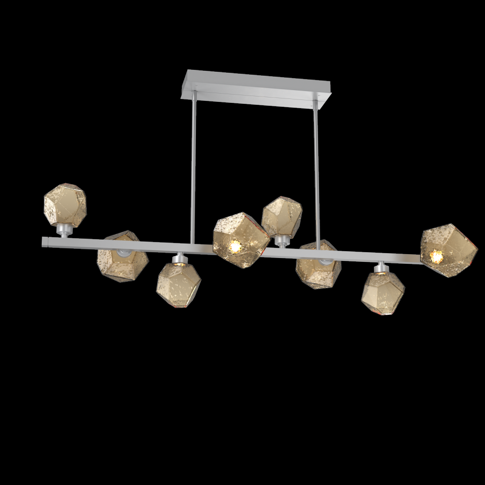 Gem 8pc Twisted Branch-Classic Silver-Bronze Blown Glass-Threaded Rod Suspension-LED 2700K