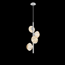 Hammerton CHB0089-T4-CS-A-001-L3 - Mesa 4pc Twisted Vine-Classic Silver-Amber Blown Glass-Threaded Rod Suspension-LED 3000K