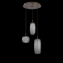 Hammerton CHB0091-03-FB-S-C01-L1 - Vessel 3pc Round Multi-Pendant-Flat Bronze-Smoke Blown Glass-Cloth Braided Cord-LED 2700K