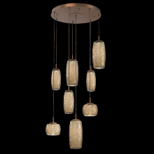 Hammerton CHB0091-08-BB-B-C01-L3 - Vessel 8pc Round Multi-Pendant-Burnished Bronze-Bronze Blown Glass-Cloth Braided Cord-LED 3000K