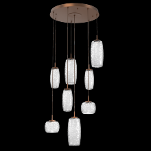 Hammerton CHB0091-08-BB-C-C01-L3 - Vessel 8pc Round Multi-Pendant-Burnished Bronze-Clear Blown Glass-Cloth Braided Cord-LED 3000K