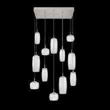 Hammerton CHB0091-12-BS-C-C01-L3 - Vessel 12pc Square Multi-Pendant-Beige Silver-Clear Blown Glass-Cloth Braided Cord-LED 3000K