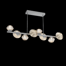 Hammerton PLB0089-T8-CS-A-001-L1 - Mesa 8pc Twisted Branch-Classic Silver-Amber Blown Glass-Threaded Rod Suspension-LED 2700K