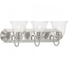 Progress P300391-009 - Three-Light Brushed Nickel Transitional Bath and Vanity Light with Clear Glass for Bathroom