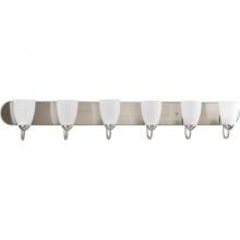 Progress P2714-09 - Gather Collection Six-Light Brushed Nickel Etched Glass Traditional Bath Vanity Light