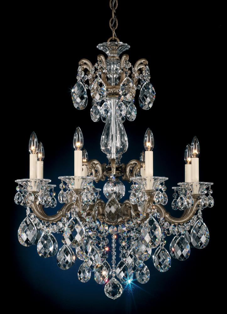 La Scala 8 Light 120V Chandelier in Antique Silver with Clear Radiance Crystal