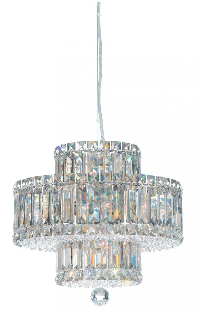 Plaza 9 Light 120V Pendant in Polished Stainless Steel with Clear Crystals from Swarovski