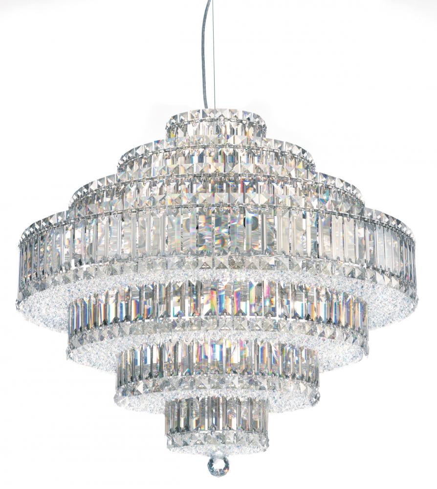 Plaza 31 Light 120V Pendant in Polished Stainless Steel with Clear Crystals from Swarovski