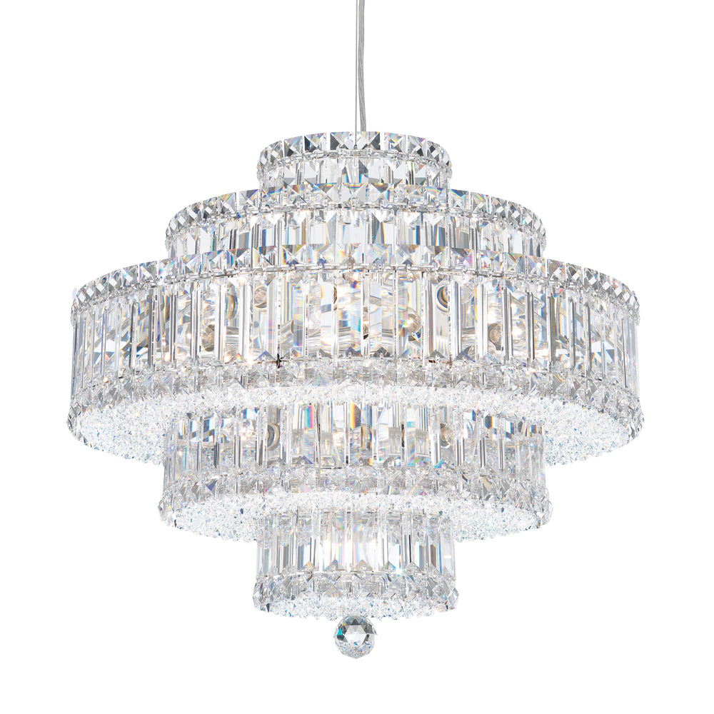 Plaza 22 Light 120V Pendant in Polished Stainless Steel with Clear Crystals from Swarovski