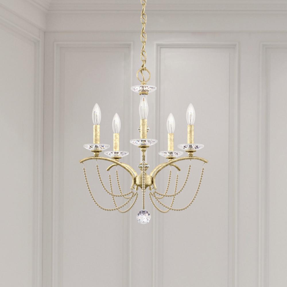 Priscilla 5 Light 120V Chandelier in Antique Silver with Clear Optic Crystal