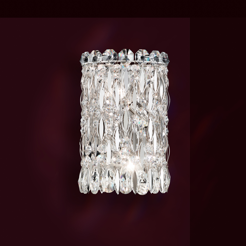 Sarella 2 Light 120V Bath Vanity & Wall Light in Polished Stainless Steel with Clear Crystals from