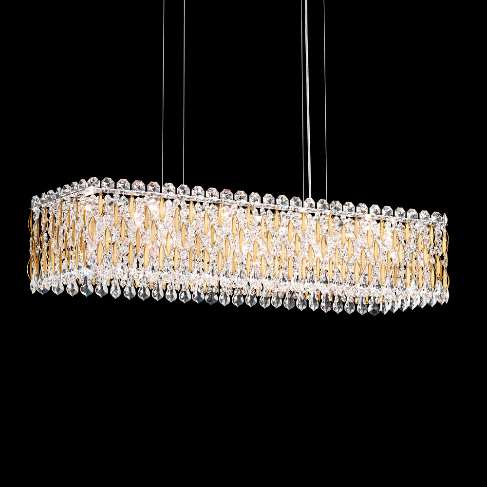 Sarella 13 Light 120V Linear Pendant in Black with Clear Heritage Handcut Crystal