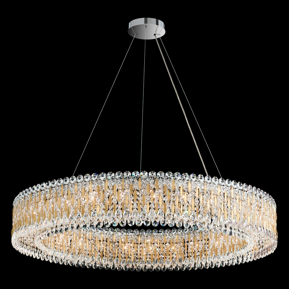 Sarella 27 Light 120V Pendant in Antique Silver with Clear Heritage Handcut Crystal