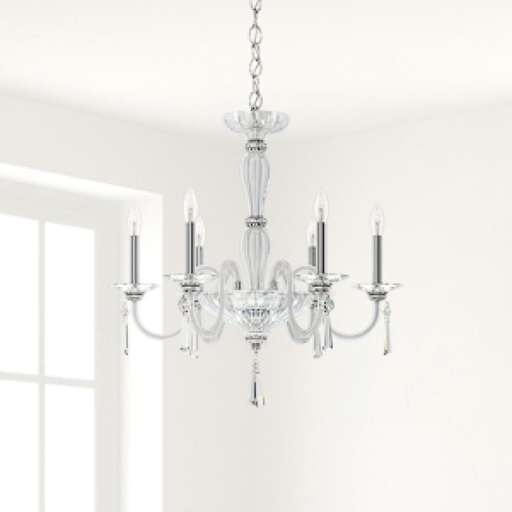 Savannah 6 Light 110V Chandelier in Black with Clear Heritage Crystal