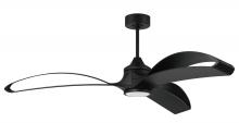 Craftmade BDX60FB3 - 60"  Bandeaux Fan Flat Black, Flat Black Finish Blades, light kit Included (Optional)