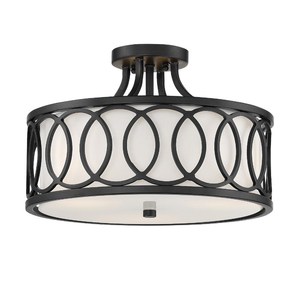 Libby Langdon for Crystorama Graham 3 Light Matte Black Semi Flush Mount