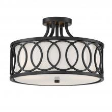 Crystorama 285-MK - Libby Langdon for Crystorama Graham 3 Light Matte Black Semi Flush Mount