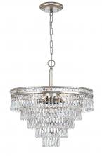 Crystorama 5264-OS-CL-MWP - Mercer 7 Light Hand Cut Crystal Olde Silver Convertible Chandelier