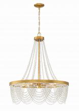 Crystorama FIO-A9104-GA-WH - Fiona 4 Light Antique Gold Chandelier with White Beads