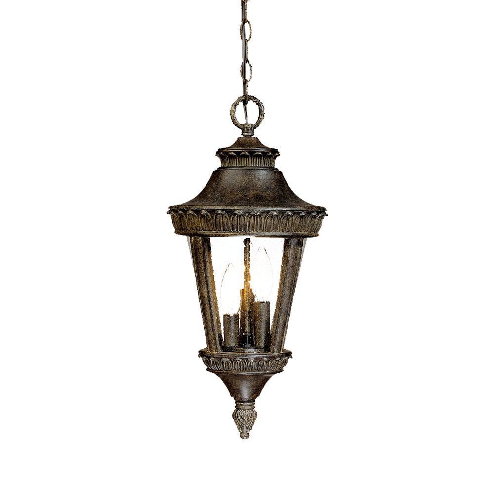 Three Light Black Coral Hanging Lantern