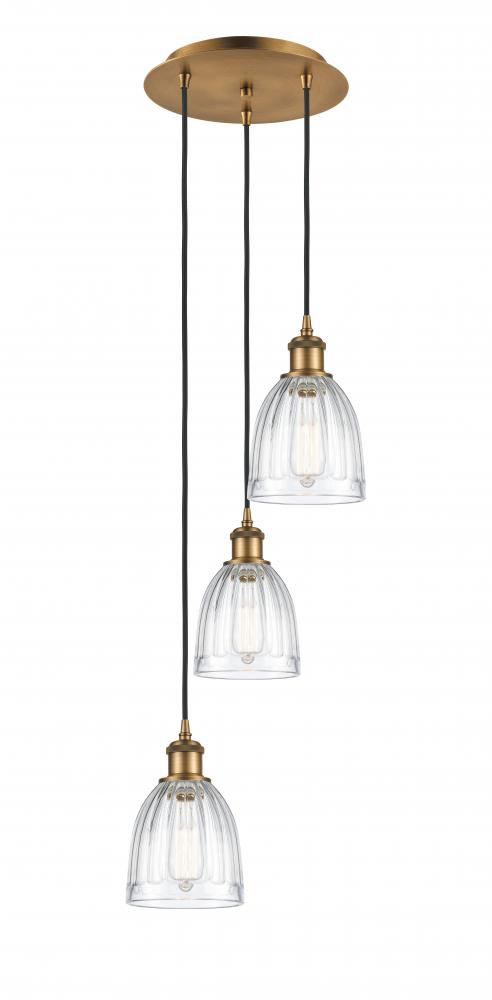 Brookfield - 3 Light - 12 inch - Brushed Brass - Cord Hung - Multi Pendant