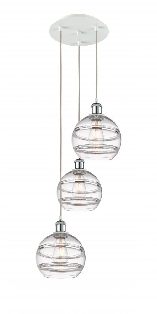 Rochester - 3 Light - 15 inch - White Polished Chrome - Cord Hung - Multi Pendant