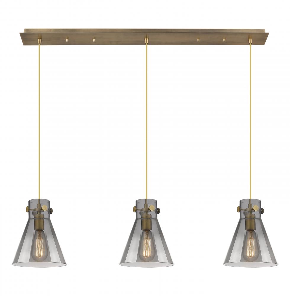 Newton Cone - 3 Light - 40 inch - Brushed Brass - Linear Pendant