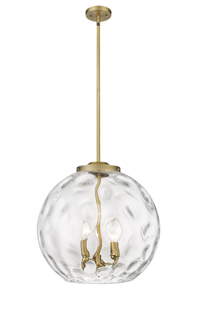 Athens Water Glass - 3 Light - 16 inch - Brushed Brass - Cord hung - Pendant