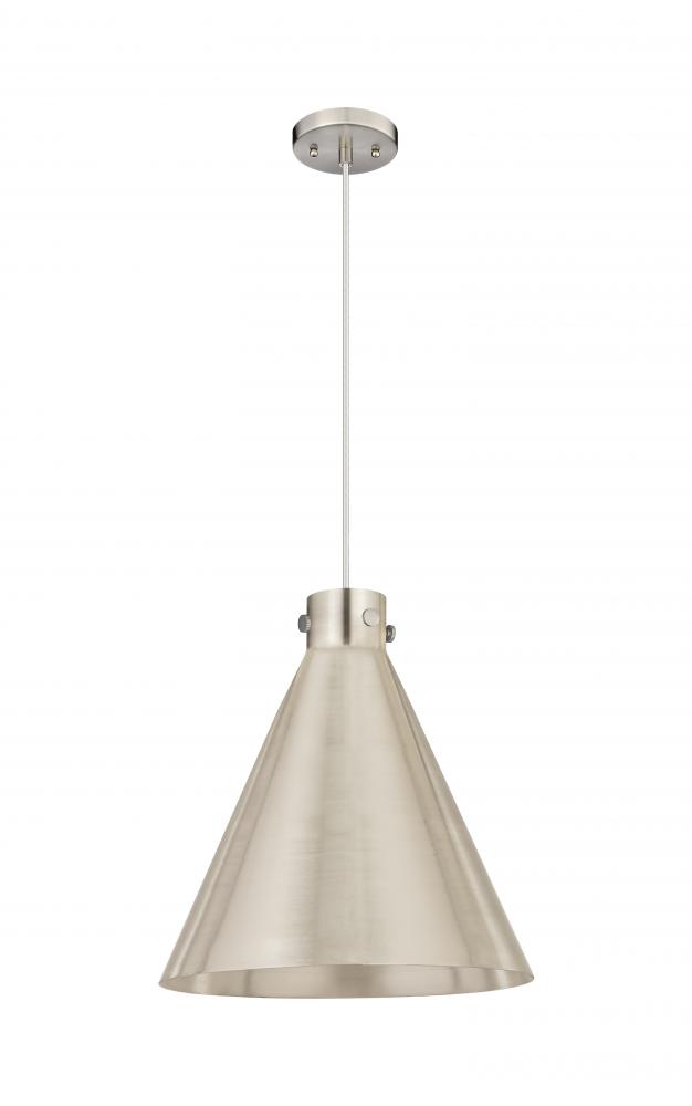 Newton Cone - 1 Light - 18 inch - Satin Nickel - Cord hung - Pendant