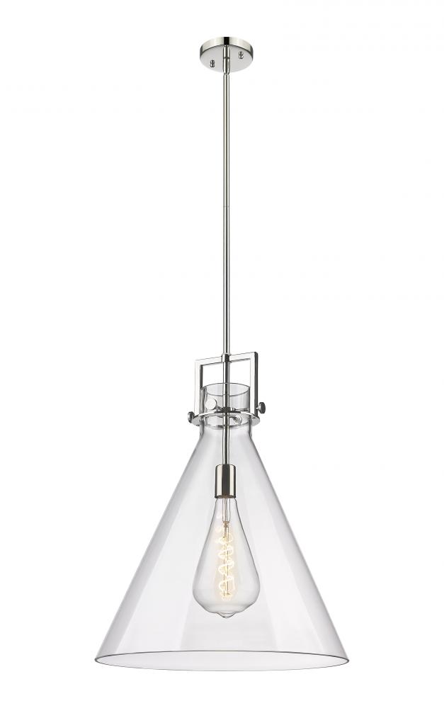 Newton Cone - 1 Light - 18 inch - Polished Nickel - Cord hung - Pendant