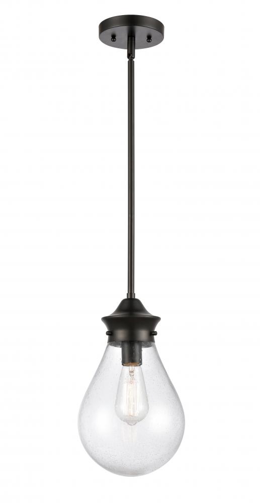 Genesis - 1 Light - 8 inch - Matte Black - Cord hung - Mini Pendant