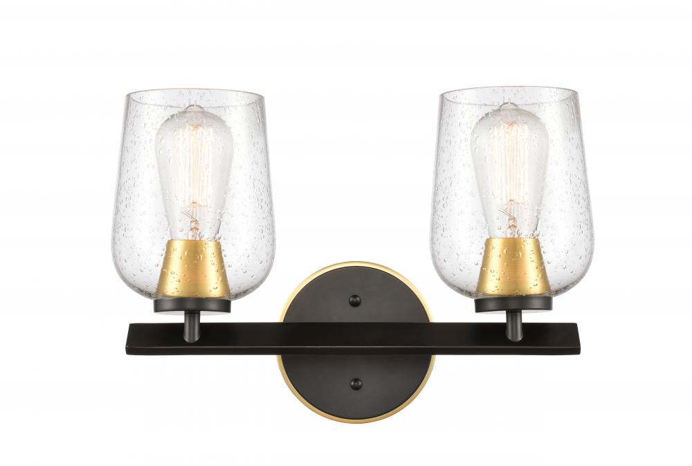 Remy - 2 Light - 15 inch - Black Satin Gold - Bath Vanity Light