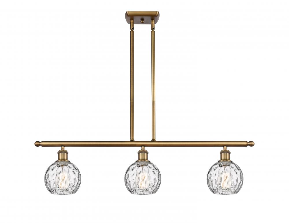 Athens Water Glass - 3 Light - 36 inch - Brushed Brass - Cord hung - Island Light