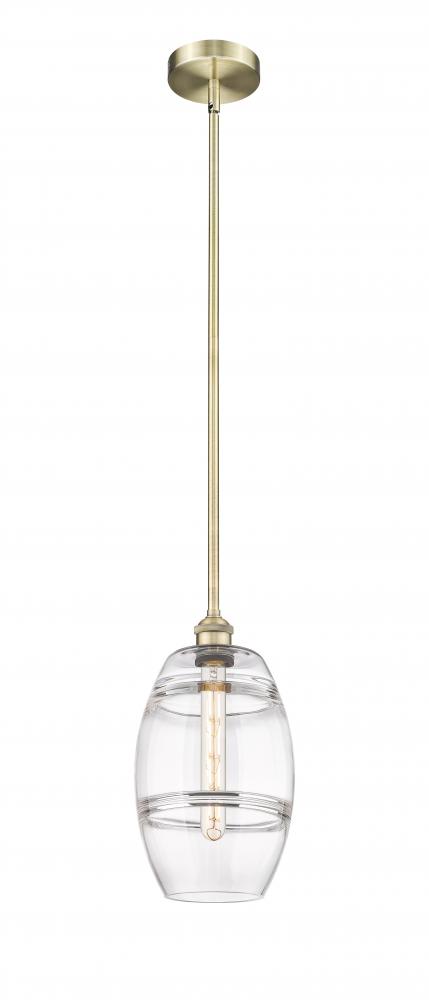 Vaz - 1 Light - 8 inch - Antique Brass - Cord hung - Mini Pendant