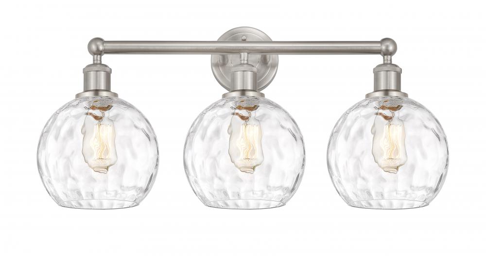 Athens Water Glass - 3 Light - 26 inch - Satin Nickel - Bath Vanity Light